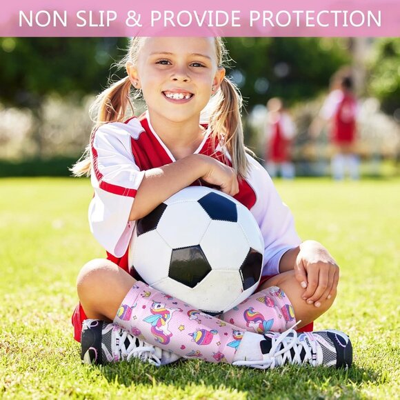 Croloose Kids Soccer Shin Guard Socks 4 Pairs Non-Slip Protective Gear Small - Picture 2 of 7